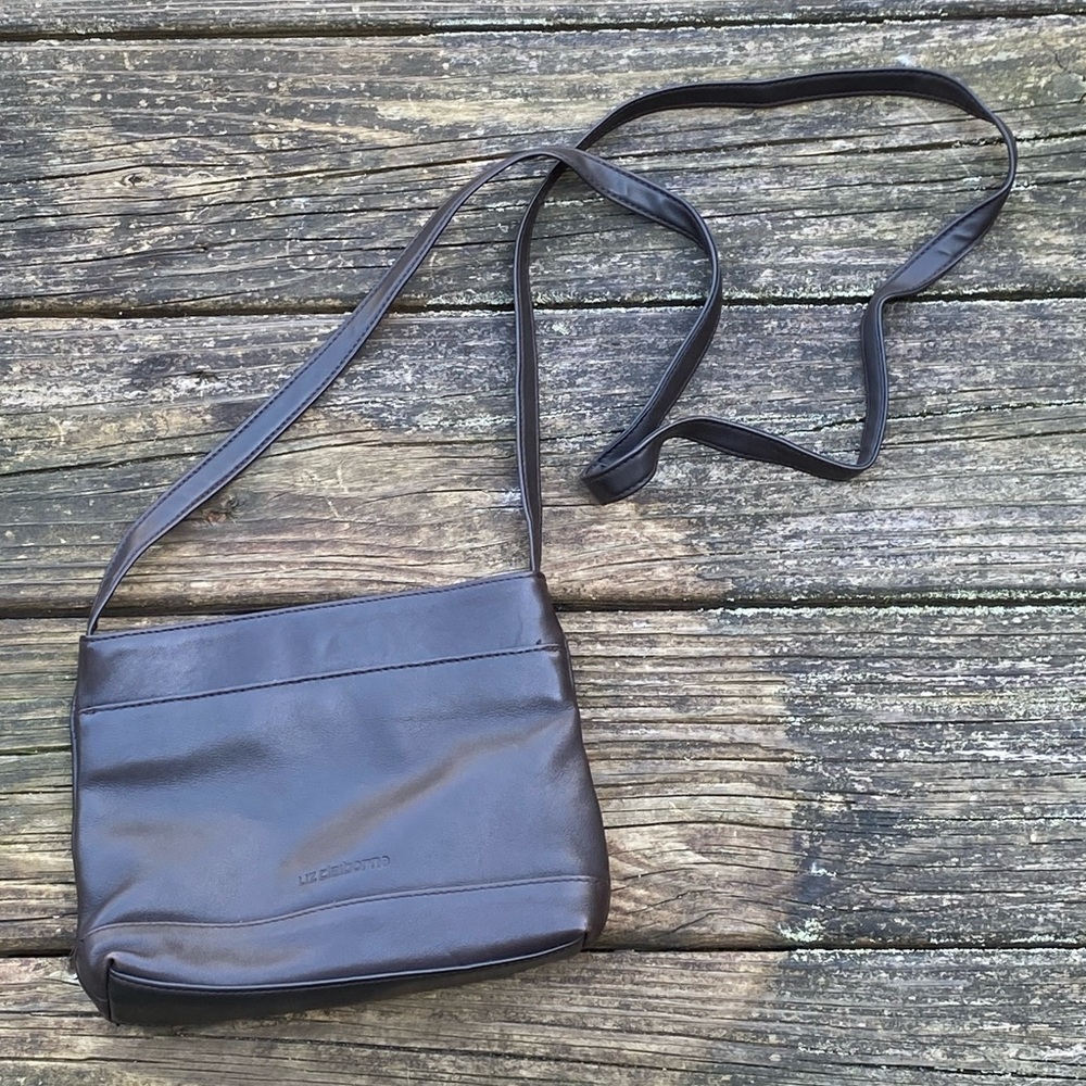 Liz Claiborne Leather & Co genuine brown leather crossbody bag shoulder purse